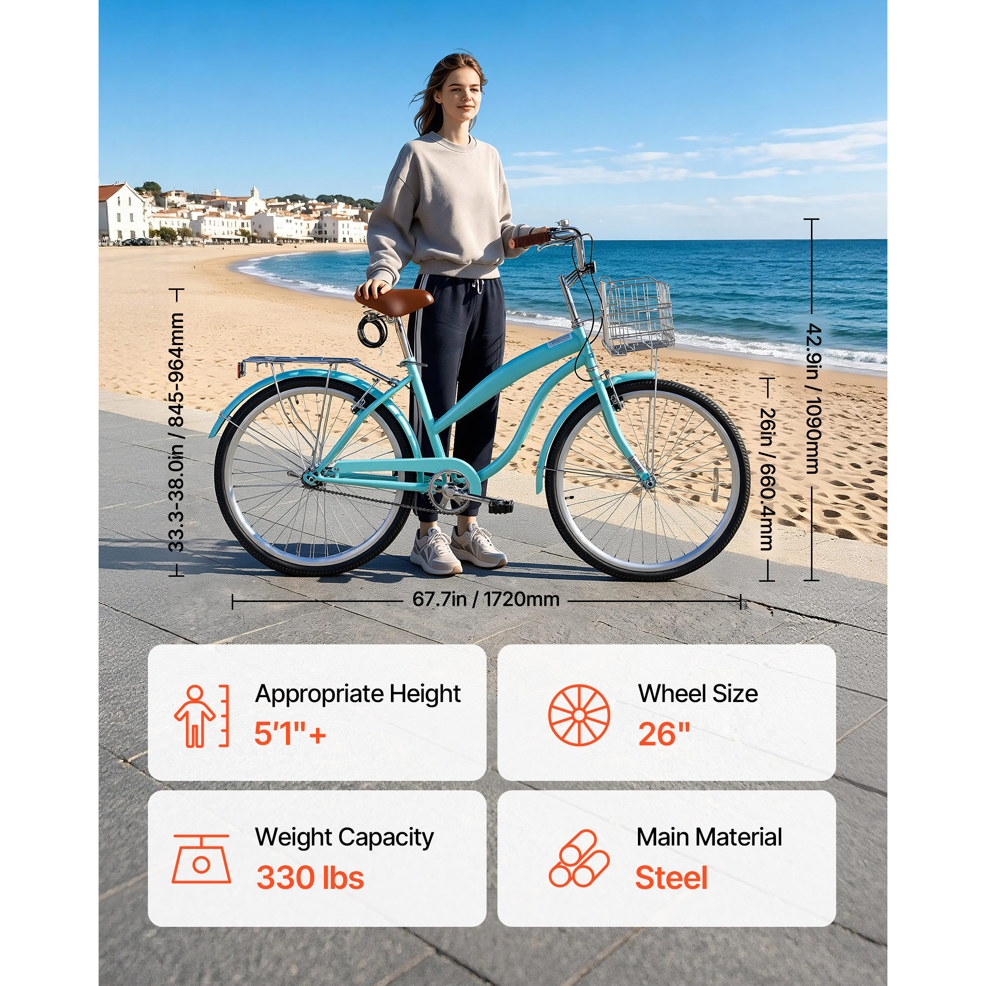 Women Bike, 26 In Beach Cruiser Bike